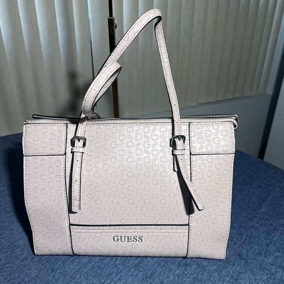 GUESS Women's Light Blush Pink Shoulder Bag  Embossed G Print  ONE CALL OUT - Picture 1 of 16